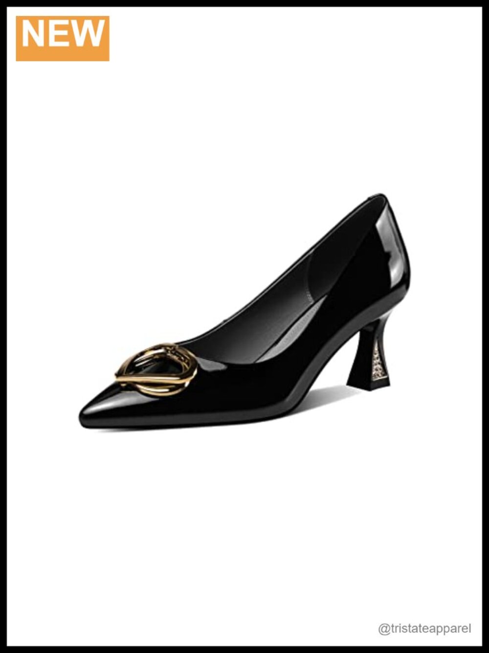 Pointed Toe Slip-On Pumps Faux Leather Heeled Shoes for Work Walking Casual